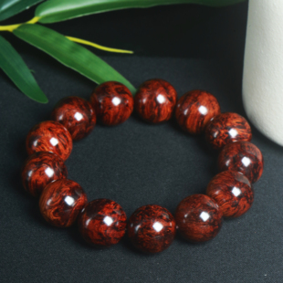 海南红降花梨公土埋老料满油1.8手串 约51g