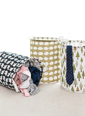 2599 脏衣服收纳筐 折叠防水洗衣篮脏衣篮棉麻脏衣篓玩具收纳桶