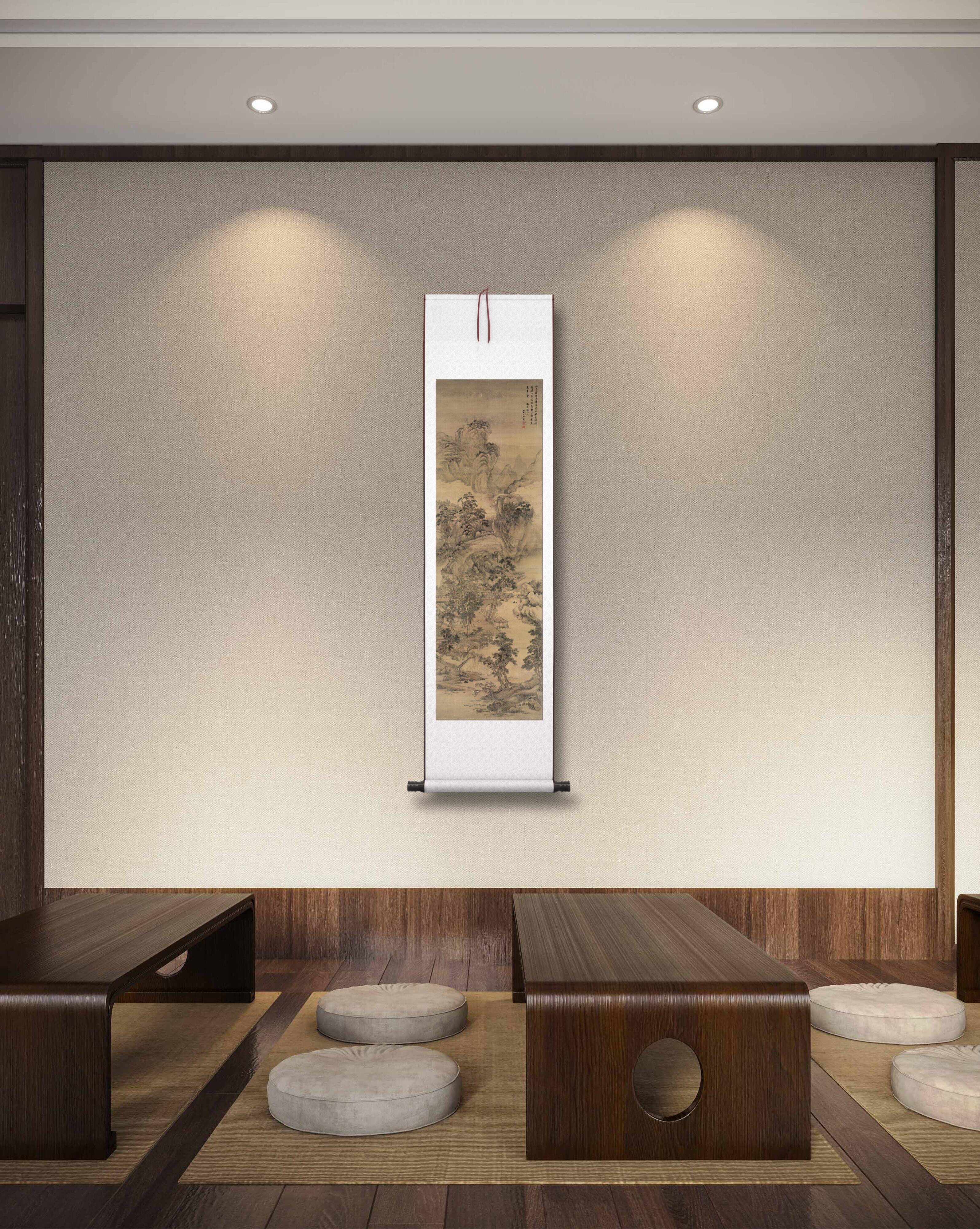 王翚 仿黄鹤山人立轴 清代国画 墙面装饰 纸本绢布 微喷复制