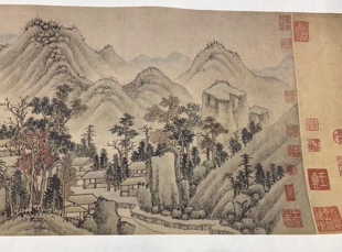 元代 黄公望 秋林烟霭图 山水国画 美术资源 手卷装裱 微喷复制