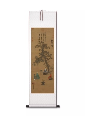 宋徽宗 赵佶 听琴图 墙面装饰 画芯挂轴 纸本绢布 微喷复制