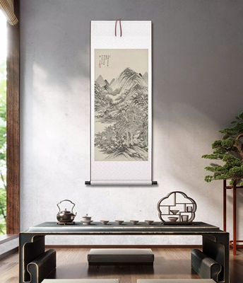 王时敏 仙山楼阁图 古代名家字画 山水图 书房装饰 艺术微喷复制