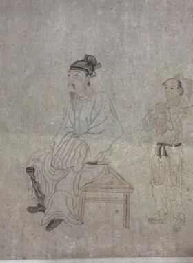 元代 钱选 萧翼赚兰亭图 人物国画 书法长卷 纸本绢布 艺术微喷