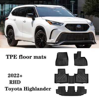 适用于新款丰田kluger汉兰达Highlander右舵肽RHD脚垫TPE橡胶防水