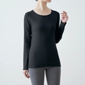 只有160外贸原单女士百分百纯棉秋衣单件自发热保暖内衣上装 圆领