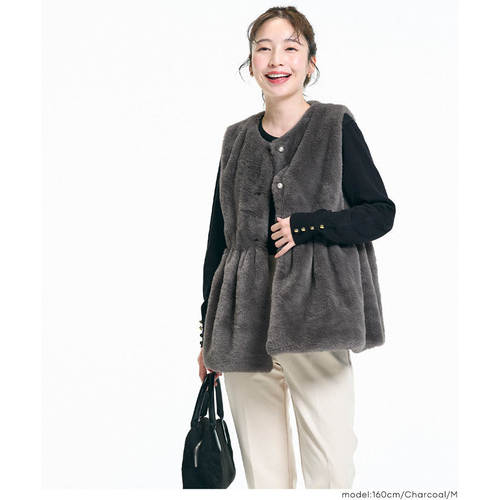 太好看啦外贸日单新款时尚百搭仿皮草开衫马甲毛绒保暖坎肩圆领