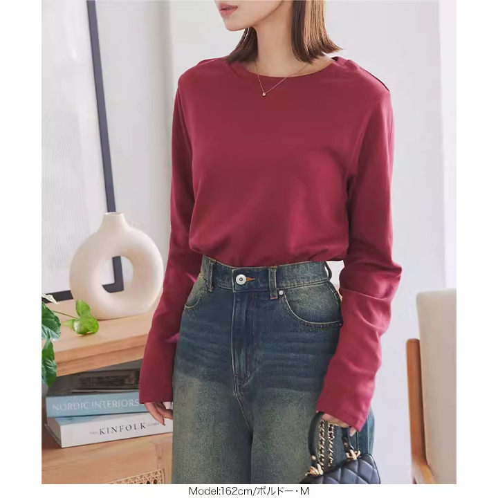 出口日本春季新款女士棉质圆领长袖T恤打底衫纯色,女装/女士精品,T恤,淘宝优惠券,粉丝福利购,淘宝优惠卷