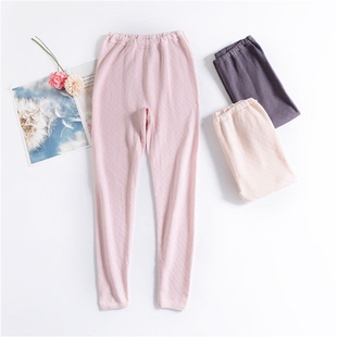 贴身小个子内搭 高腰保暖裤 SM日本女士自发热纯棉秋裤 空气层长裤