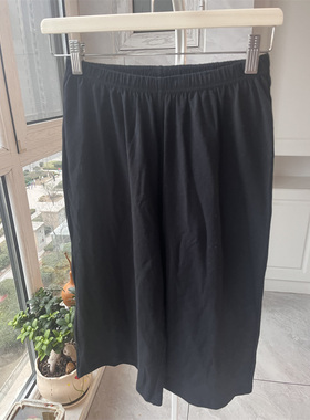 95棉出口日本夏季薄款家居裤高腰8分裤阔腿裤睡裤