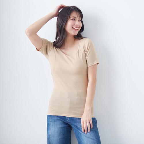 补货啦百分百纯棉出口日本女士夏季短袖带腋窝轻薄吸汗