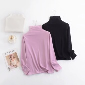 只有3L比女士双面德绒高领保暖内衣上装 发热加绒秋衣单件大码