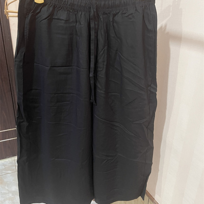 试衣间出口日本女装7分裤宽脚休闲裤粘纤可外穿家居裤有大码150斤