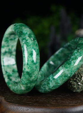 福子珠宝天然水晶钙绿石星光祖母绿手镯现货无优化缅甸原矿宽捡漏