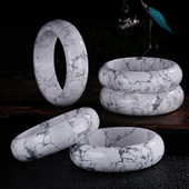 福子珠宝直播白松天然玉石矿镶嵌圆条大宽手镯宝石彩色文玩礼物女