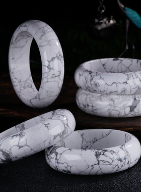 福子珠宝直播白松天然玉石矿镶嵌圆条大宽手镯宝石彩色文玩礼物女