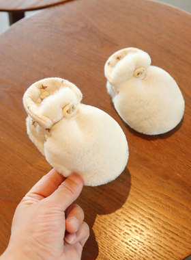 秋冬季0-6-12个月婴儿棉鞋初生婴幼儿保暖鞋宝宝学步前鞋毛毛不掉