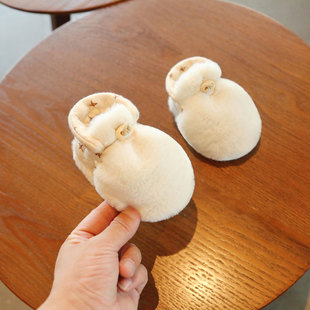 宝宝学步前鞋 初生婴幼儿保暖鞋 毛毛不掉 12个月婴儿棉鞋 秋冬季