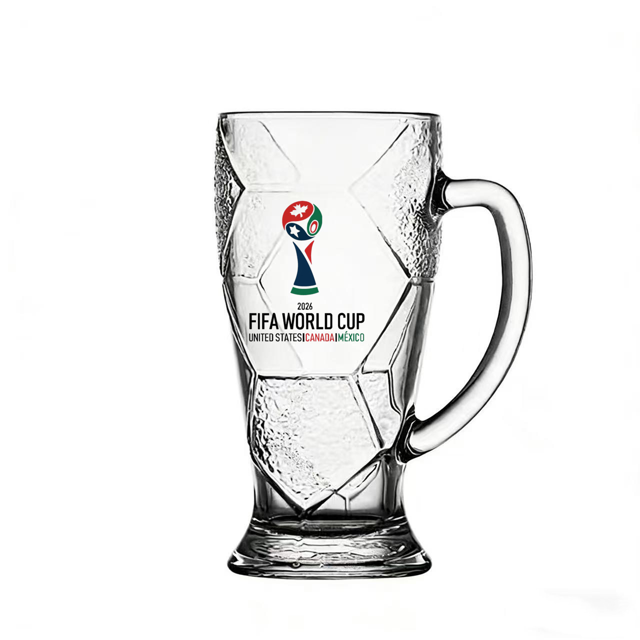2026世界杯大力神玻璃带把啤酒杯