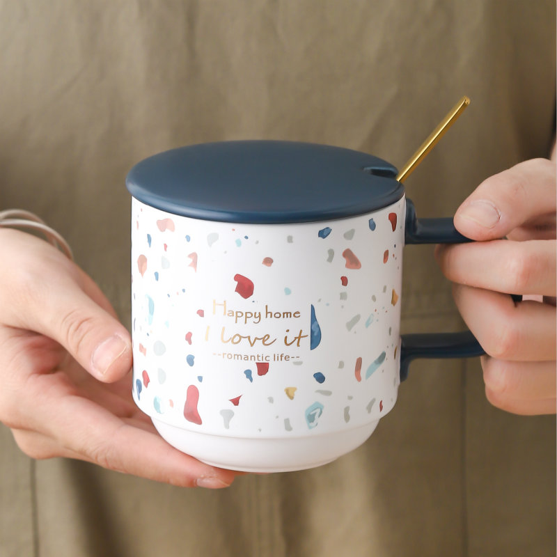 北欧简约马克杯带盖办公室创意