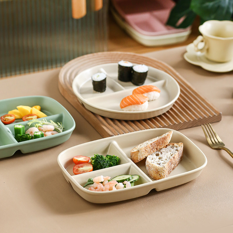 早餐减肥餐盘分隔一人食好看的盘子ins减脂211分格盘儿童陶瓷餐具