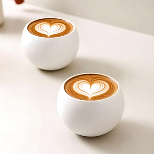 简约哑光好看陶瓷咖啡杯手握杯拿铁拉花咖啡杯蛋形杯子糖水甜点杯