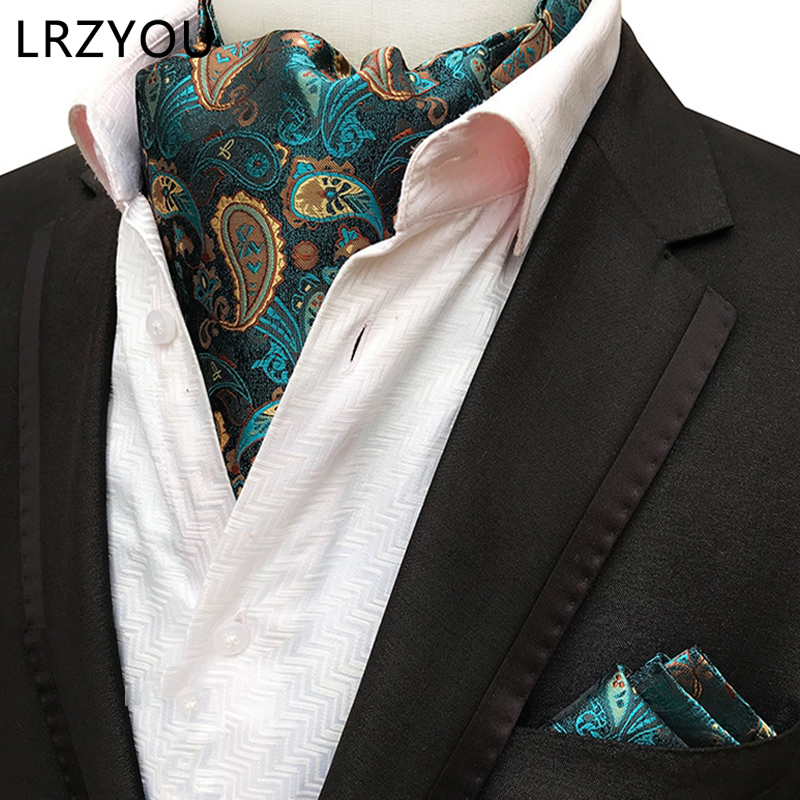 男士秋冬围脖长条围巾 英伦潮范时尚阿斯科特领巾 口袋巾两件套装