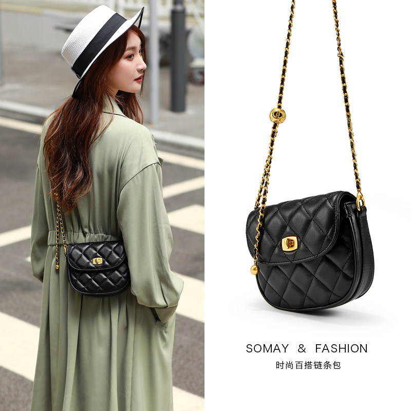 Somay包包2020新款潮黑色小香风菱格链条包单肩斜挎包时尚女包小