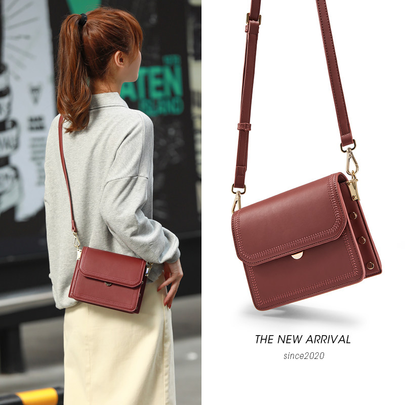 Somay包包2020新款潮时尚百搭单肩斜挎包小方包秋冬ins红色女包小