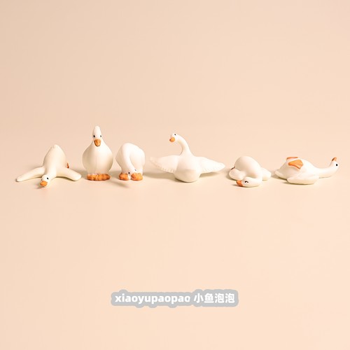 迷你大白鹅桌面摆件办公室