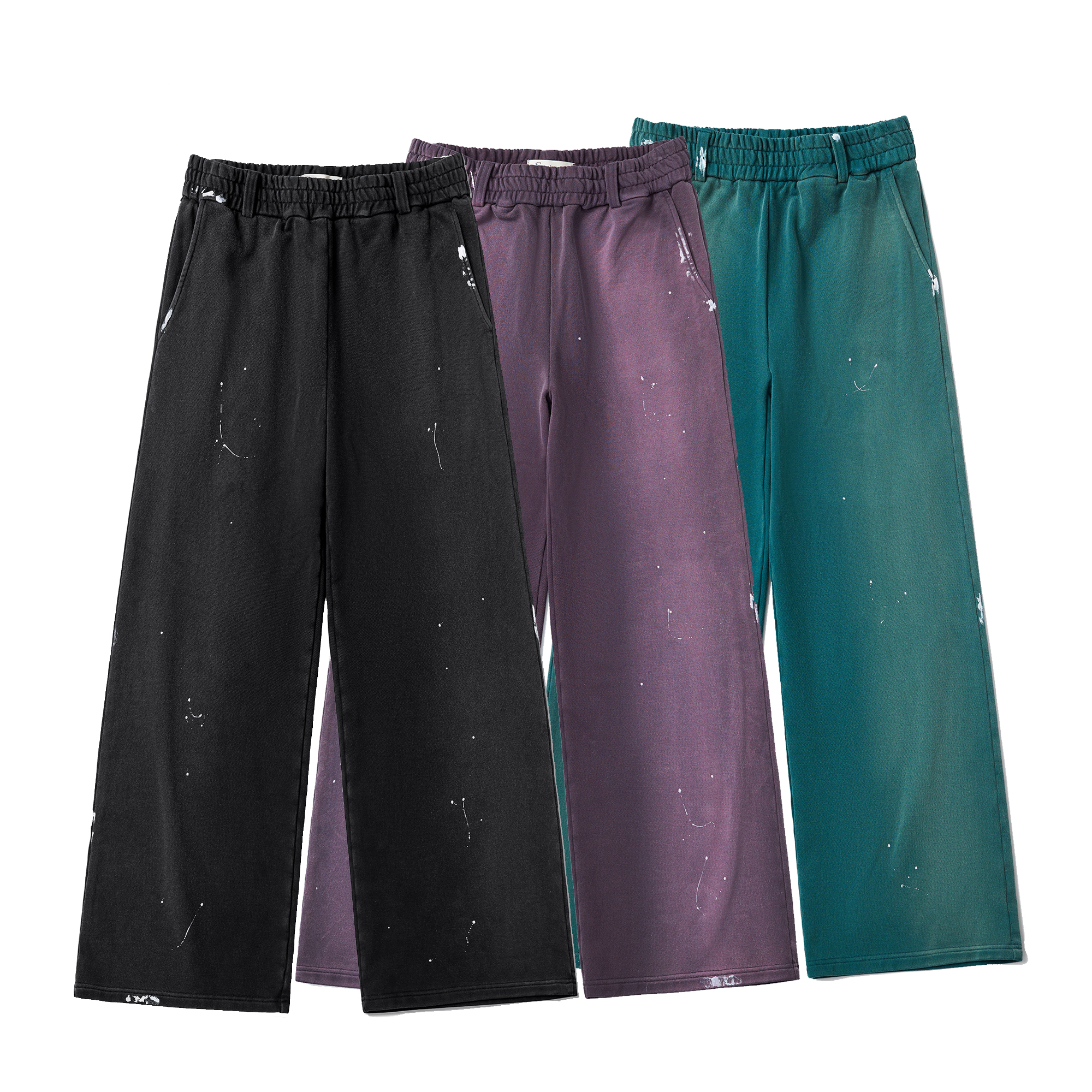 水洗复古baggy泼墨卫裤