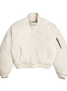SUNINWAVE 「白月光」廓形弯刀立领棉服bomber加厚白色vibe棉衣冬