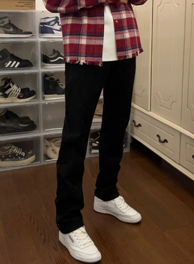 SUNINBOX 22AW 黑白重磅高盎司基础直筒修身合体纯棉水洗牛仔长裤