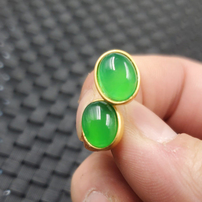 玉石耳钉碧绿色玛瑙耳钉玉髓椭圆形耳钉玉耳坠耳饰耳环,珠宝/钻石/翡翠,耳饰,淘宝优惠券,粉丝福利购,淘宝优惠卷