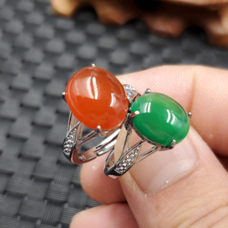 新款天然玉石冰种红玛瑙活口戒指绿玉髓蛋面戒指饰品戒指玉戒指,珠宝/钻石/翡翠,手饰,淘宝优惠券,粉丝福利购,淘宝优惠卷