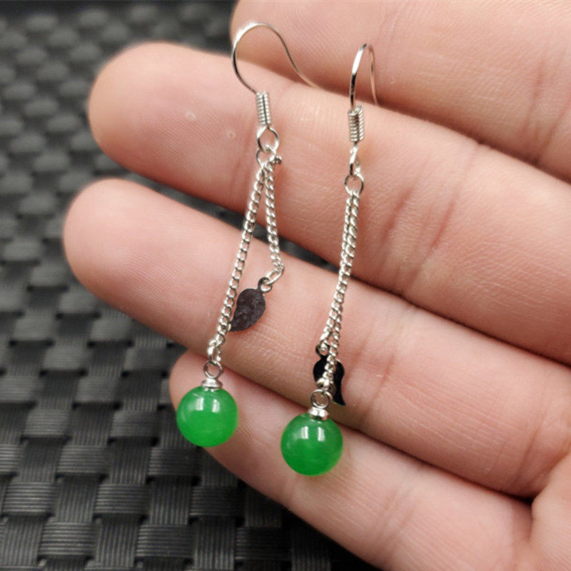 新款天然玉石条我碧玉圆珠耳钉碧绿色石英岩玉耳环玉石耳环玉耳坠,珠宝/钻石/翡翠,耳饰,淘宝优惠券,粉丝福利购,淘宝优惠卷