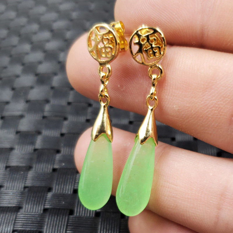 玉石挂件苹果绿水滴耳环石英岩玉水滴耳环福字耳钉玉石耳坠耳饰,珠宝/钻石/翡翠,耳饰,淘宝优惠券,粉丝福利购,淘宝优惠卷