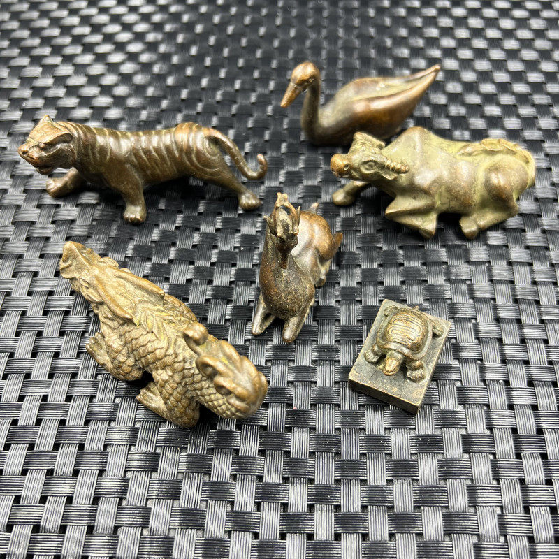 文玩古玩黄铜生肖牛虎小摆件实心桶立体鹅吊坠乌龟居家小摆件,家居饰品,桌面摆件,淘宝优惠券,粉丝福利购,淘宝优惠卷