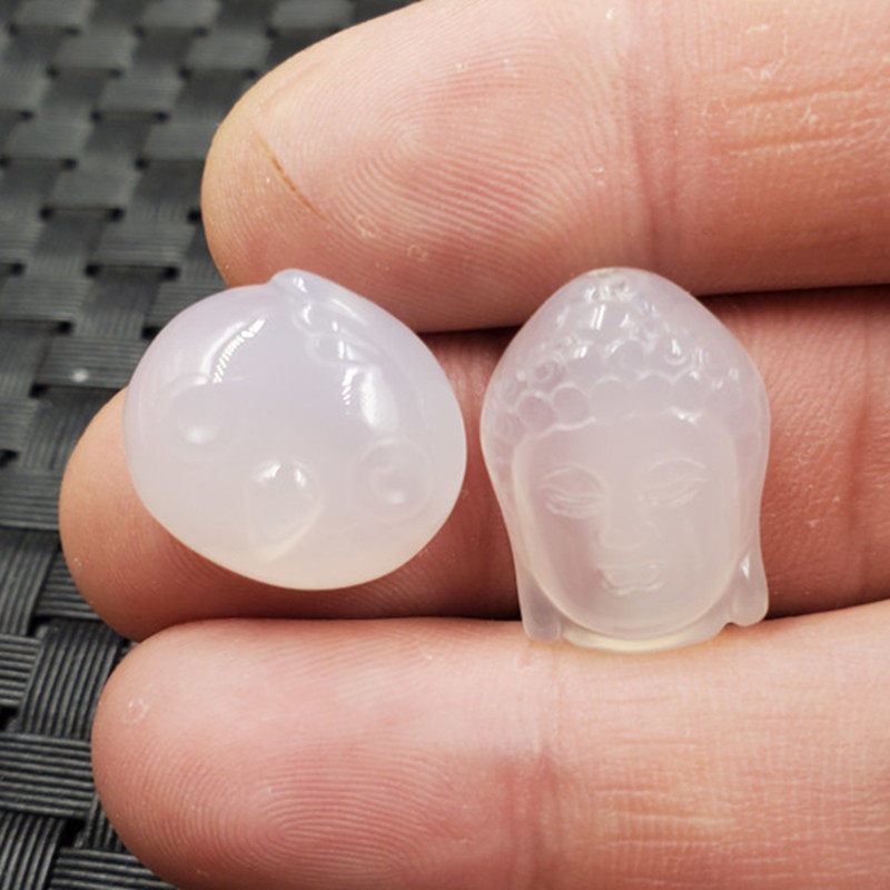 玉石挂件冰种白玉髓佛头挂件玉髓玛瑙小鸟吊坠手链脚链吊坠