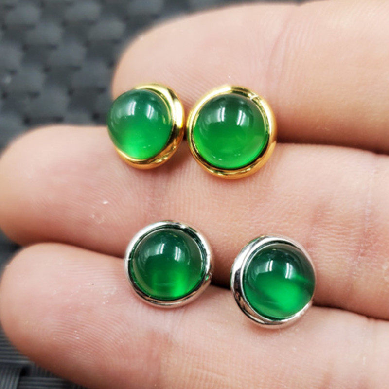 玉石耳环冰种绿玉髓圆形耳钉碧绿色玛瑙玉髓耳钉玉耳坠玉耳饰,珠宝/钻石/翡翠,耳饰,淘宝优惠券,粉丝福利购,淘宝优惠卷