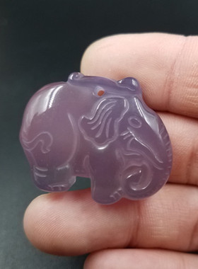 厂家直销 天然玉石a货紫色玉髓大象挂件 玛瑙玉髓大象吊坠