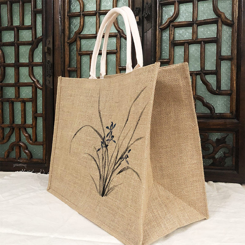 手绘古风包包汉元素手提muji黄麻包文艺青年包中式包单肩禅意超大