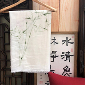 手绘汉服披肩长款 超仙古风女中国风原创围巾佛协禅意茶服手绘纱巾