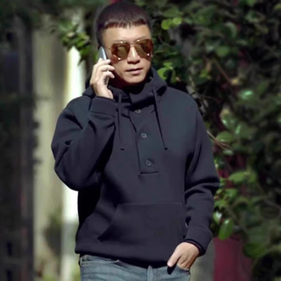 银狐绒上衣保暖外套2025冬季 卫衣男士 硬汉加绒连帽开衫 孙红雷同款