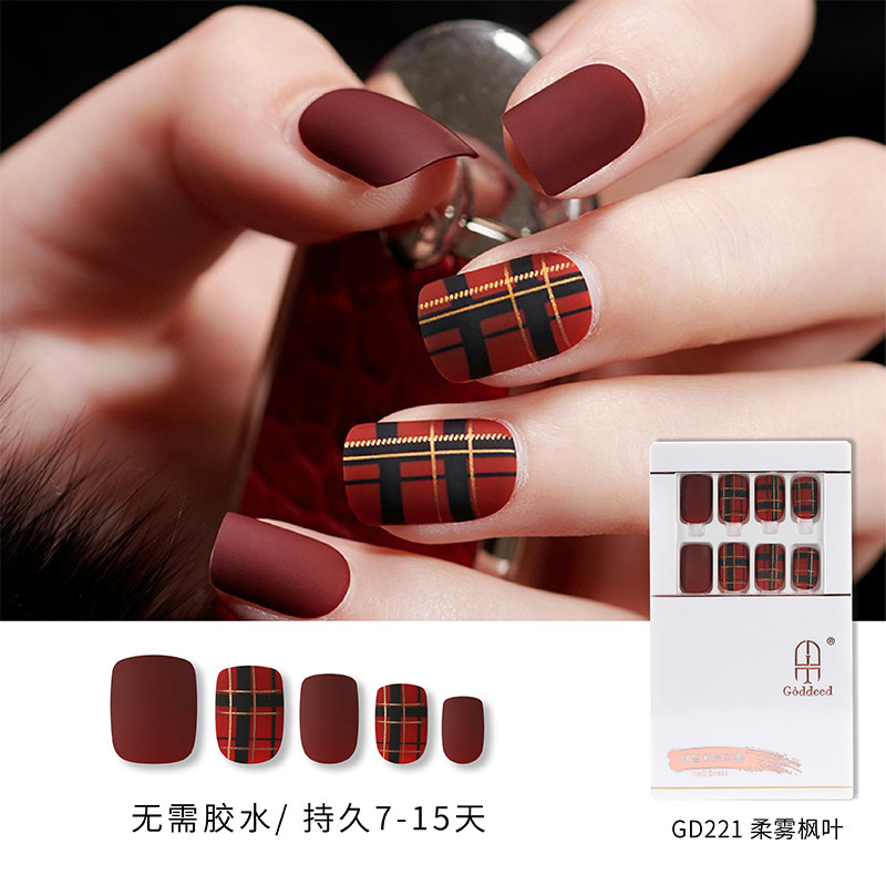 新款自带背胶穿戴美甲ins风手工假指甲贴防水持久高级短款30片装