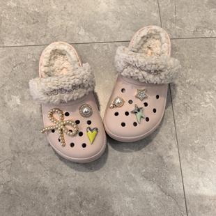 适配于crocs鞋花云朵粉色洞洞鞋高品质金属卡骆驰配饰暖棉智必星
