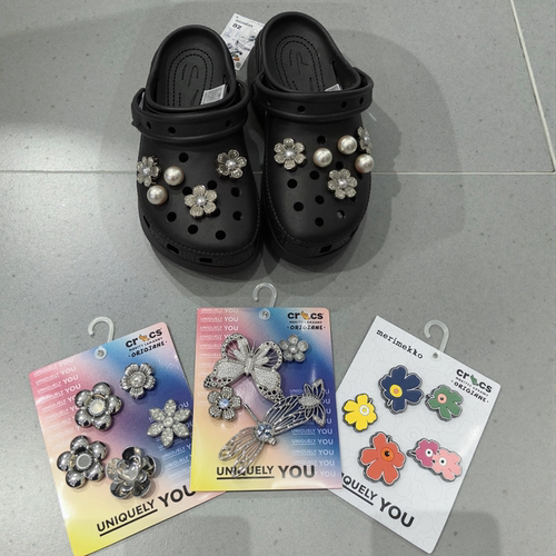 洞洞鞋配饰高品质钻石珍珠金属适配于crocs鞋花卡骆驰配饰智必星