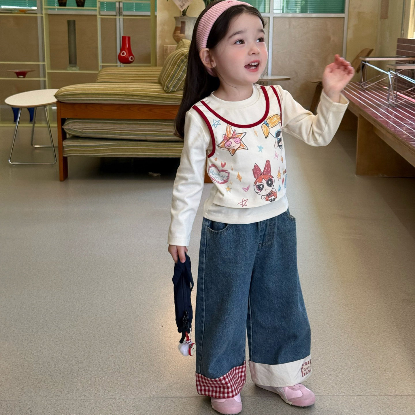2025秋季新品女宝宝卡通假两套装