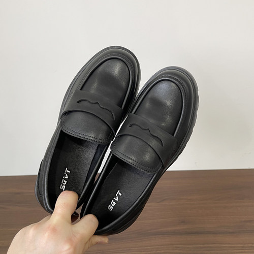 俄罗斯单平底真皮单鞋乐福鞋