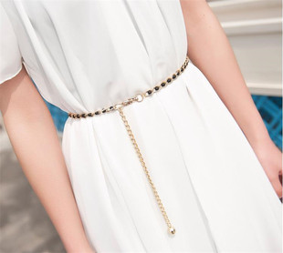 甜美女式 韩版 春夏连衣裙配饰腰带金属链条珍珠百搭细腰链多色可选