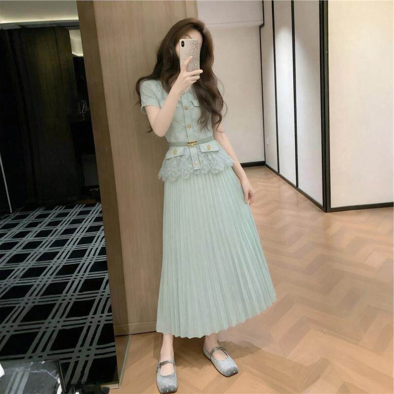 2026新品初夏巨好看绝美不撞款长裙子法式高级感气质绿色连衣裙女